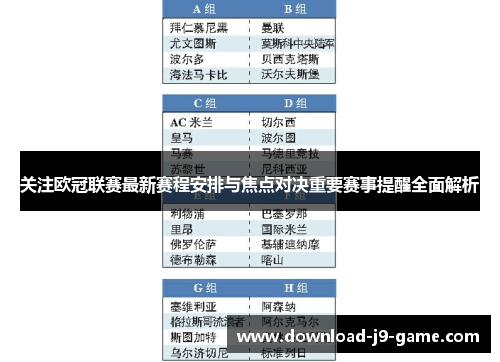 关注欧冠联赛最新赛程安排与焦点对决重要赛事提醒全面解析